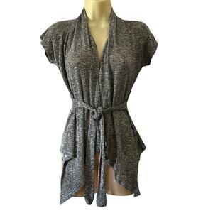 Zoah Design Gray Lightweight Knit Cardigan with Front Tie Belt Juniors Small